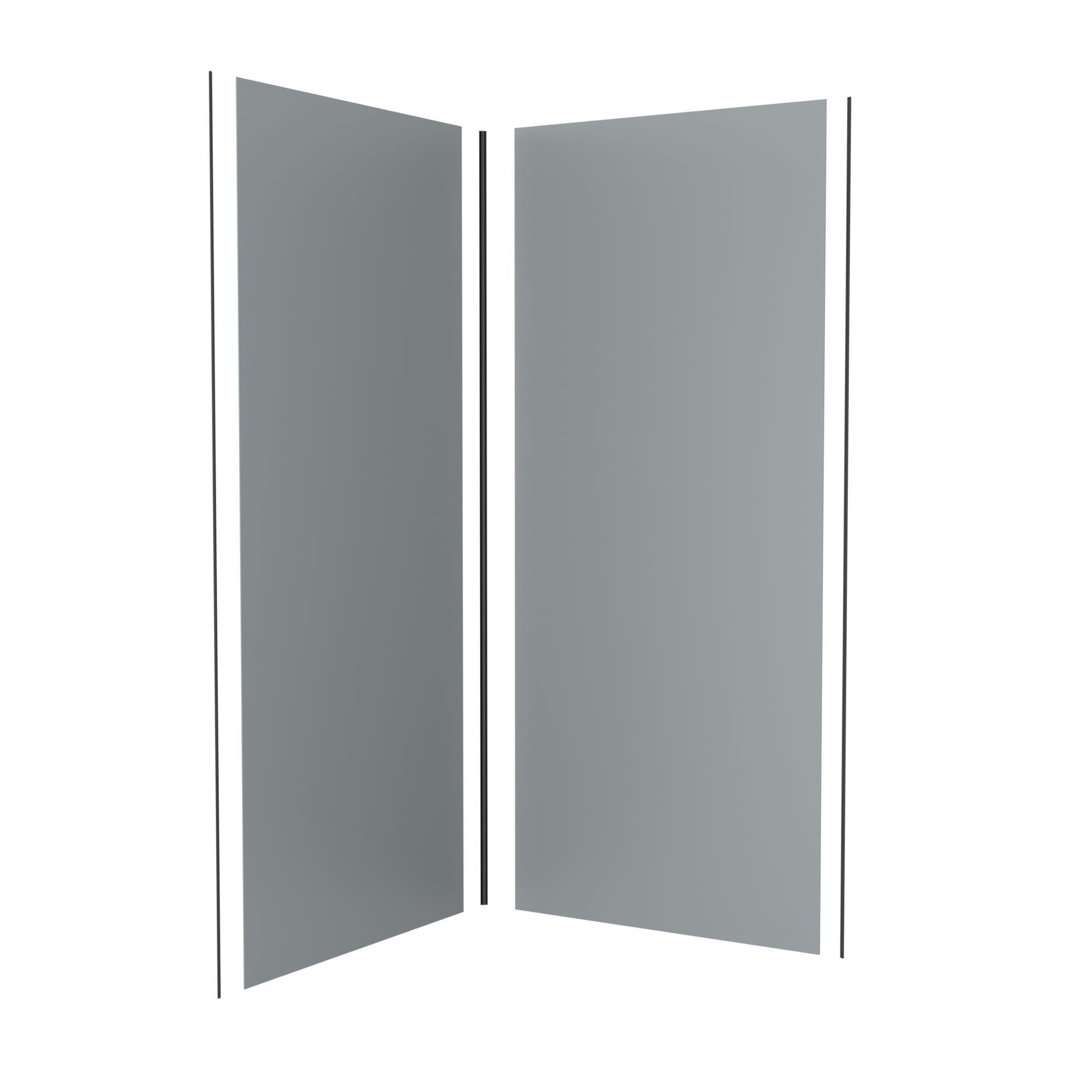 LOT de 2 Panneaux Muraux Aluminium SILVER 90+90x210 cm avec Profilés NOIR MAT - WALL'IT 2