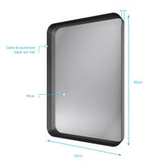 Miroir 80x45- Cadre en aluminium laque noir mat - UBY 2