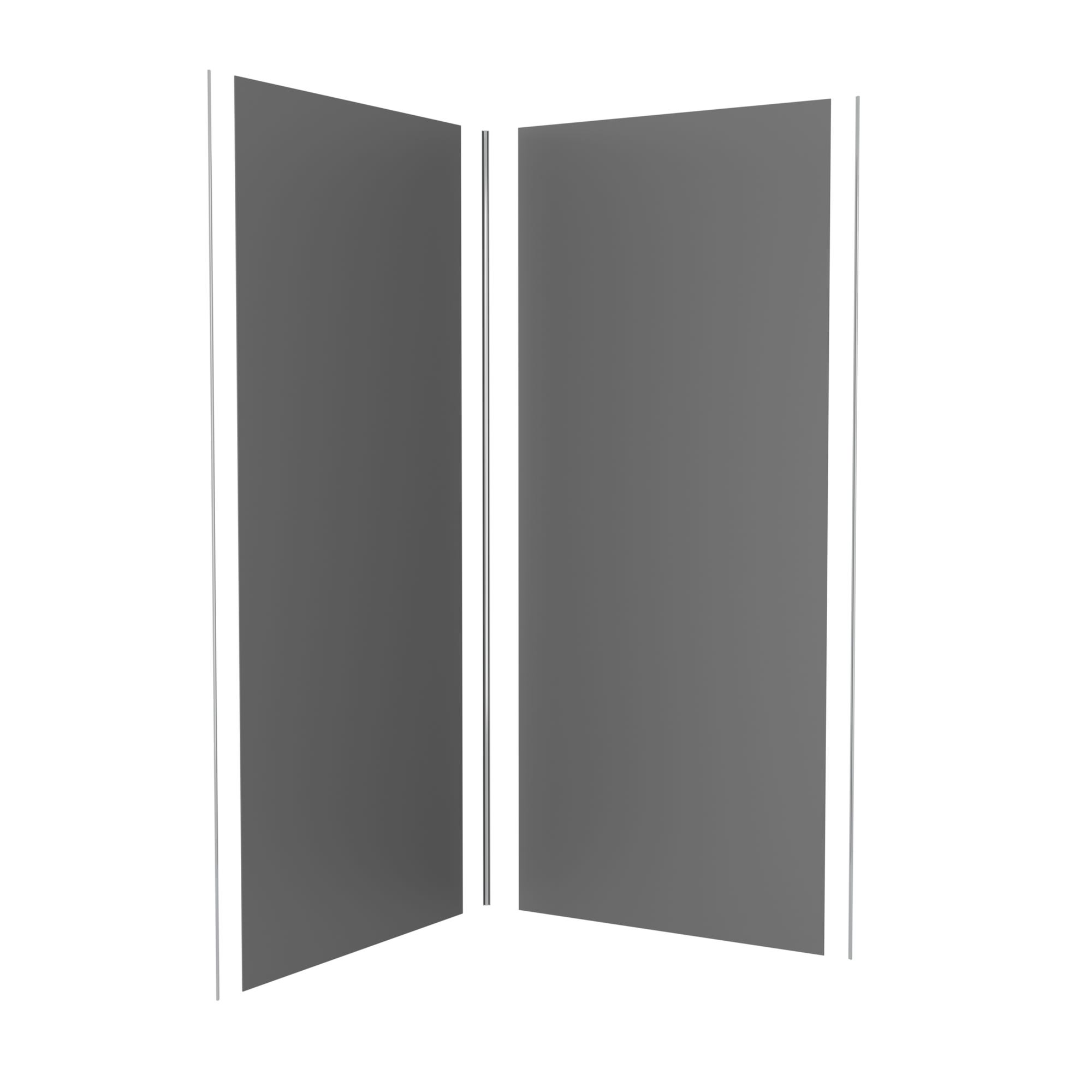 LOT de 2 Panneaux Muraux Aluminium GRIS 90+90x210 cm avec Profilés ANODISE BRILLANT - WALL'IT 2