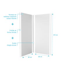 LOT de 2 Panneaux Muraux Aluminium BLANC 90+90x210 cm avec Profilés ANODISE BRILLANT - WALL'IT 3