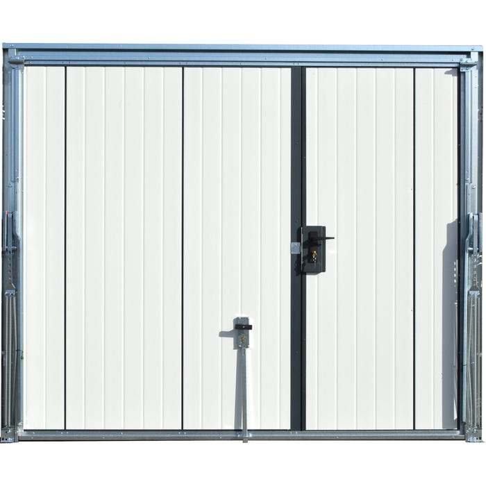 Porte de garage basculante grise avec portillon l.240 x H.200 cm x Ep.20 mm 3