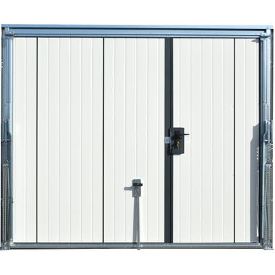 Porte de garage basculante blanc avec portillon gauche l.240 x H.200 cm x Ep.20 mm 3