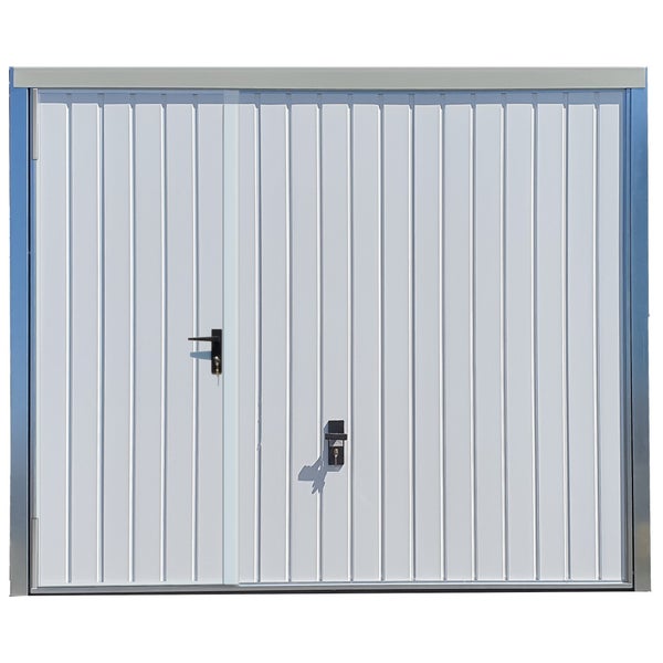 Porte de garage basculante blanc avec portillon gauche l.240 x H.200 cm x Ep.20 mm 0