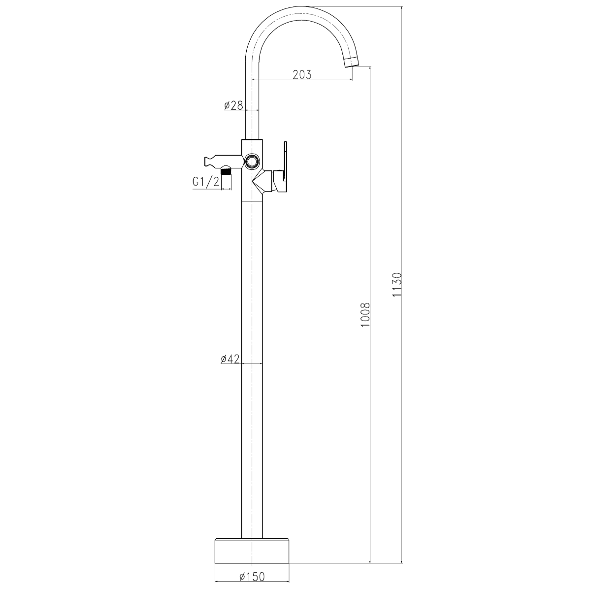 Robinet de baignoire ilot mécanique colonne de sol Charme ESSEBAGNO - blanc mat 2