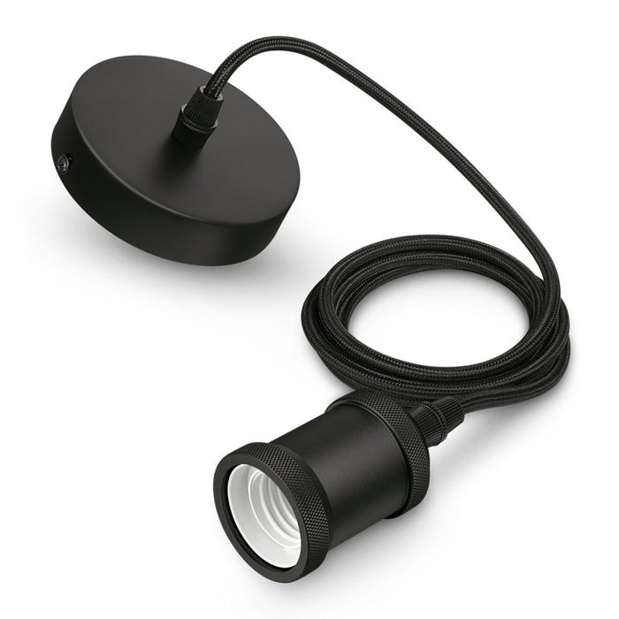 Câble électrique tressé Noir - CORD/modern/E27/black 1CT EU RF - PHILIPS 1