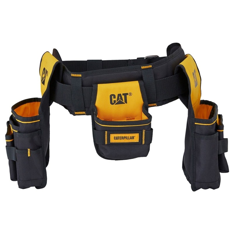 Porte outils professionnel ceinture bricolage Caterpillar Sangle rembourée 3 poches Taille réglable