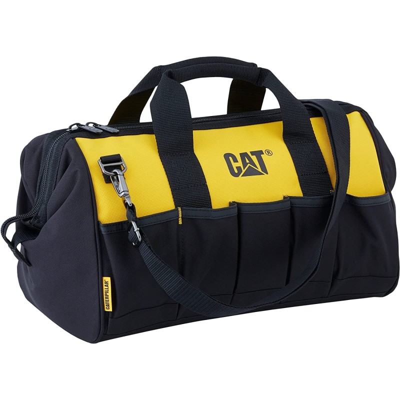 Sac a outils Caterpillar 28L Base PVC Tissu Polyester 600D 10 poches extérieures 10 poches intérieures Léger