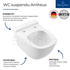 Cuvette suspendue sans bride VILLEROY ET BOCH Antheus avec DirectFlush Blanc CeramicPlus 2