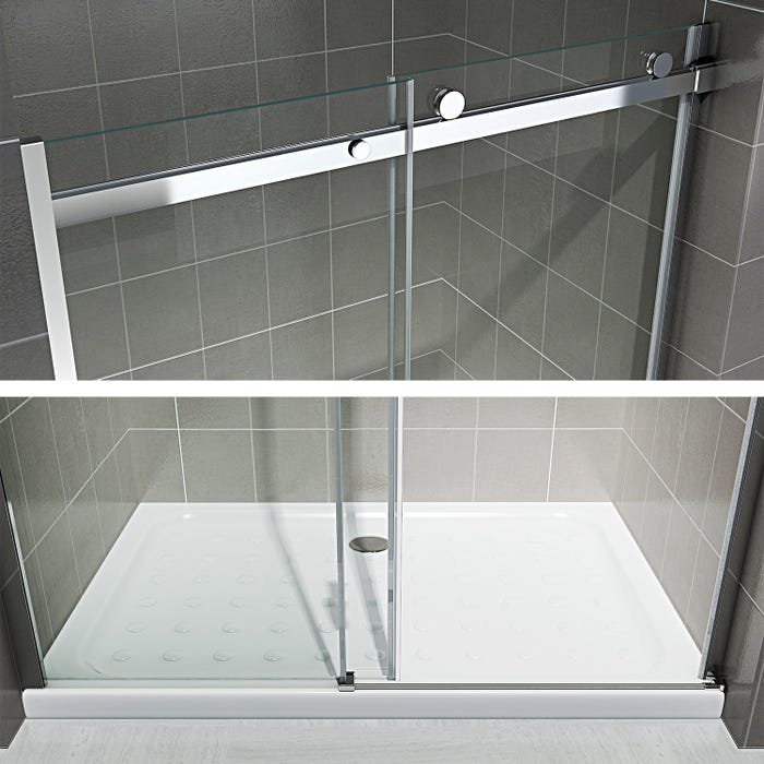 ALIX Porte de douche coulissante H. 200 cm en verre 8 mm transparent largeur 120 cm 4