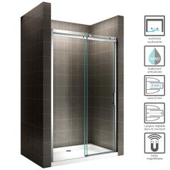 ALIX Porte de douche coulissante H. 200 cm en verre 8 mm transparent largeur 160 cm 1