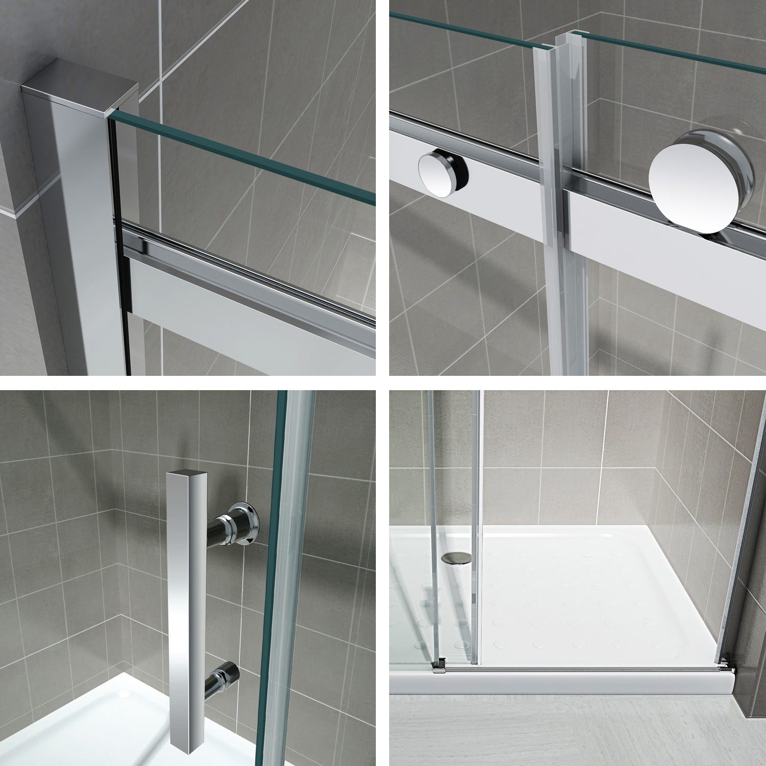 ALIX Porte de douche coulissante H. 200 cm en verre 8 mm transparent largeur 100 cm 3