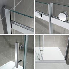 ALIX Porte de douche coulissante H. 200 cm en verre 8 mm transparent largeur 140 cm 3