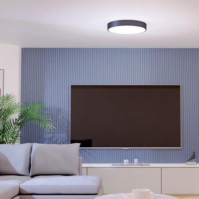 Plafonnier LED intégrée rond noir IP44, 2200 Lumens, CCT, Blanc chaud, Blanc neutre 1