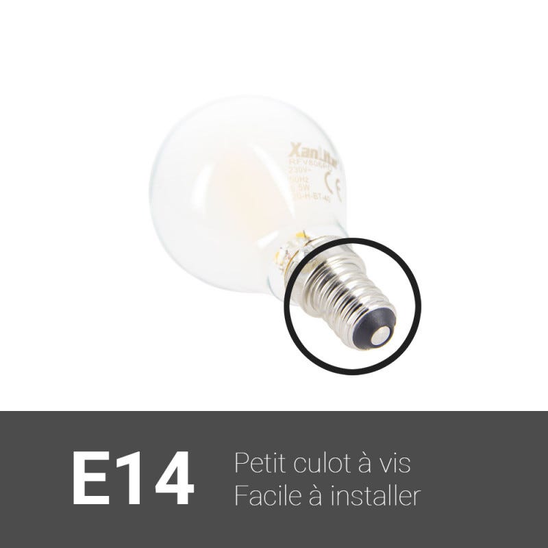 Xanlite - Lot de 10 Ampoules à filament LED P45, culot E14, conso. 6,5W, Blanc neutre - RPACK10RFV806POCW 3