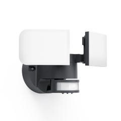 Projecteur 2 têtes noir à détecteur de mouvements orientable et désactivable, 2800 Lumens, Blanc froid