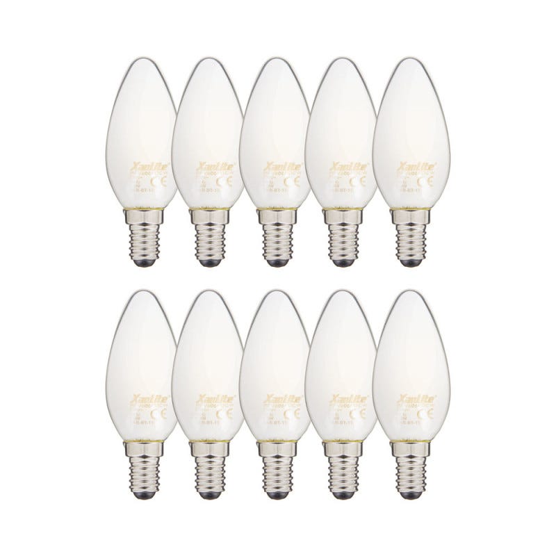 Xanlite - Lot de 10 Ampoules LED Filament B35, culot E14, 6,5W cons. (60W eq.), 4000K Blanc Neutre - RPACK10RFV806FOCW 0