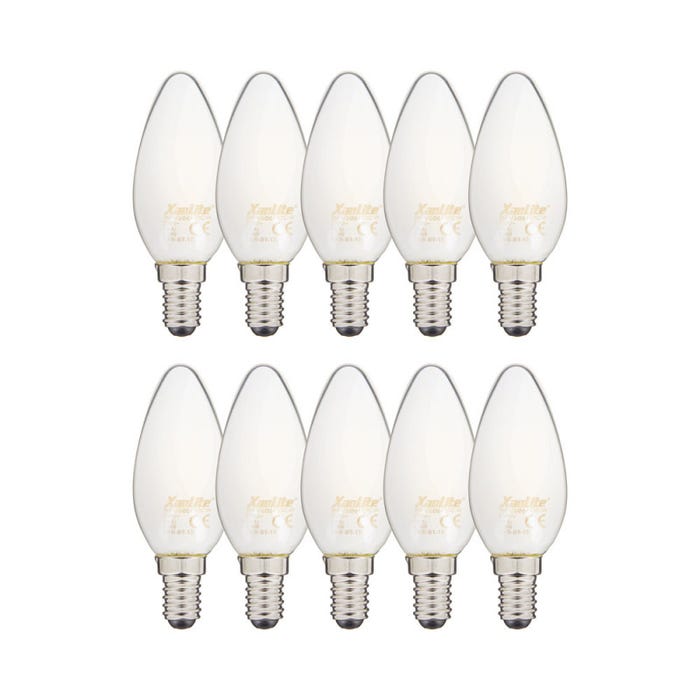 Xanlite - Lot de 10 Ampoules LED Filament B35, culot E14, 6,5W cons. (60W eq.), 4000K Blanc Neutre - RPACK10RFV806FOCW 0
