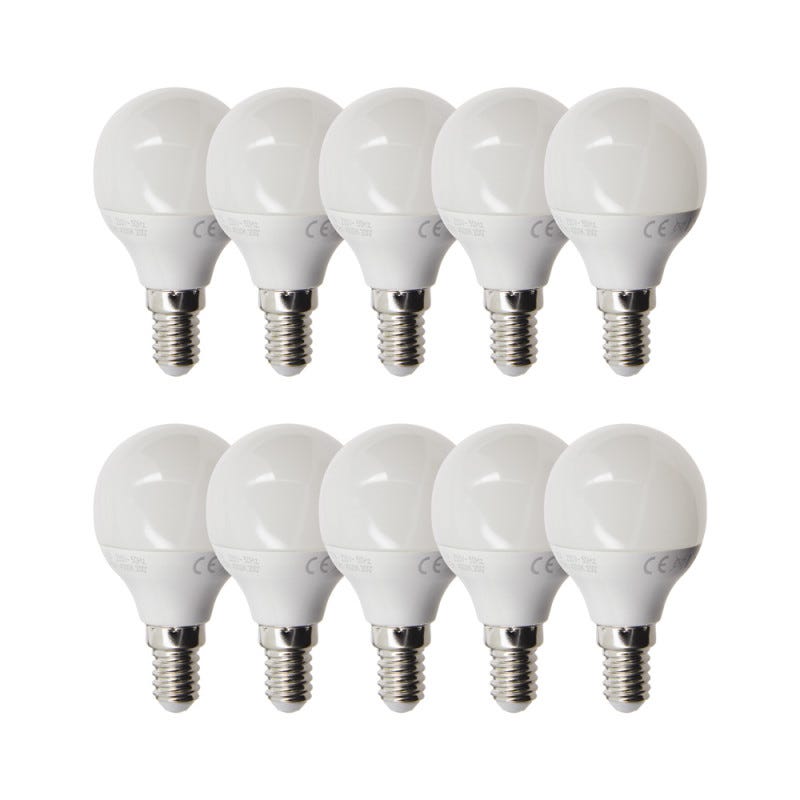 Xanlite - Lot de 10 Ampoules LED SMD P45 Opaque, culot E14, 470 Lumens, conso. 5,3W (eq. 40W), 4000K, Blanc neutre - RPACK10EV470PCW 0