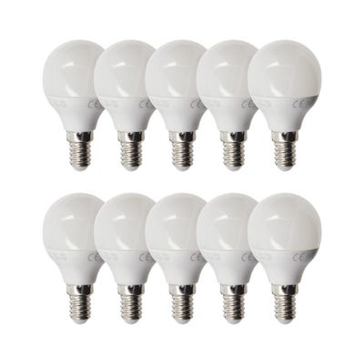 Lot de 10 Ampoules LED SMD P45 Opaque, culot E14, 470 Lumens, conso. 5,3W (eq. 40W), 4000K, Blanc neutre 0