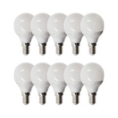 Lot de 10 Ampoules LED SMD P45 Opaque, culot E14, 470 Lumens, conso. 5,3W (eq. 40W), 4000K, Blanc neutre