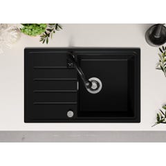 Evier Cuisine en Granit Noir, 78 x 50 cm, Lavabo 1 bac + Kit de Vidage, Évier à Encastrer de Primagran 8