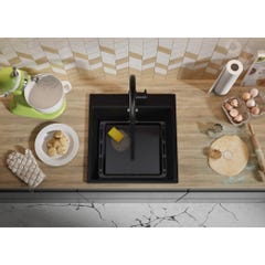 Evier Cuisine en Granit Noir, 48 x 50 cm, Lavabo 1 bac + Kit de Vidage, Évier à Encastrer Oslo 50 Top de Primagran 7