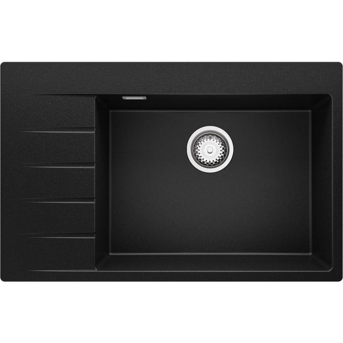 Evier Cuisine en Granit Noir, 78 x 50 cm, Lavabo 1 bac + Kit de Vidage, Évier à Encastrer de Primagran 5
