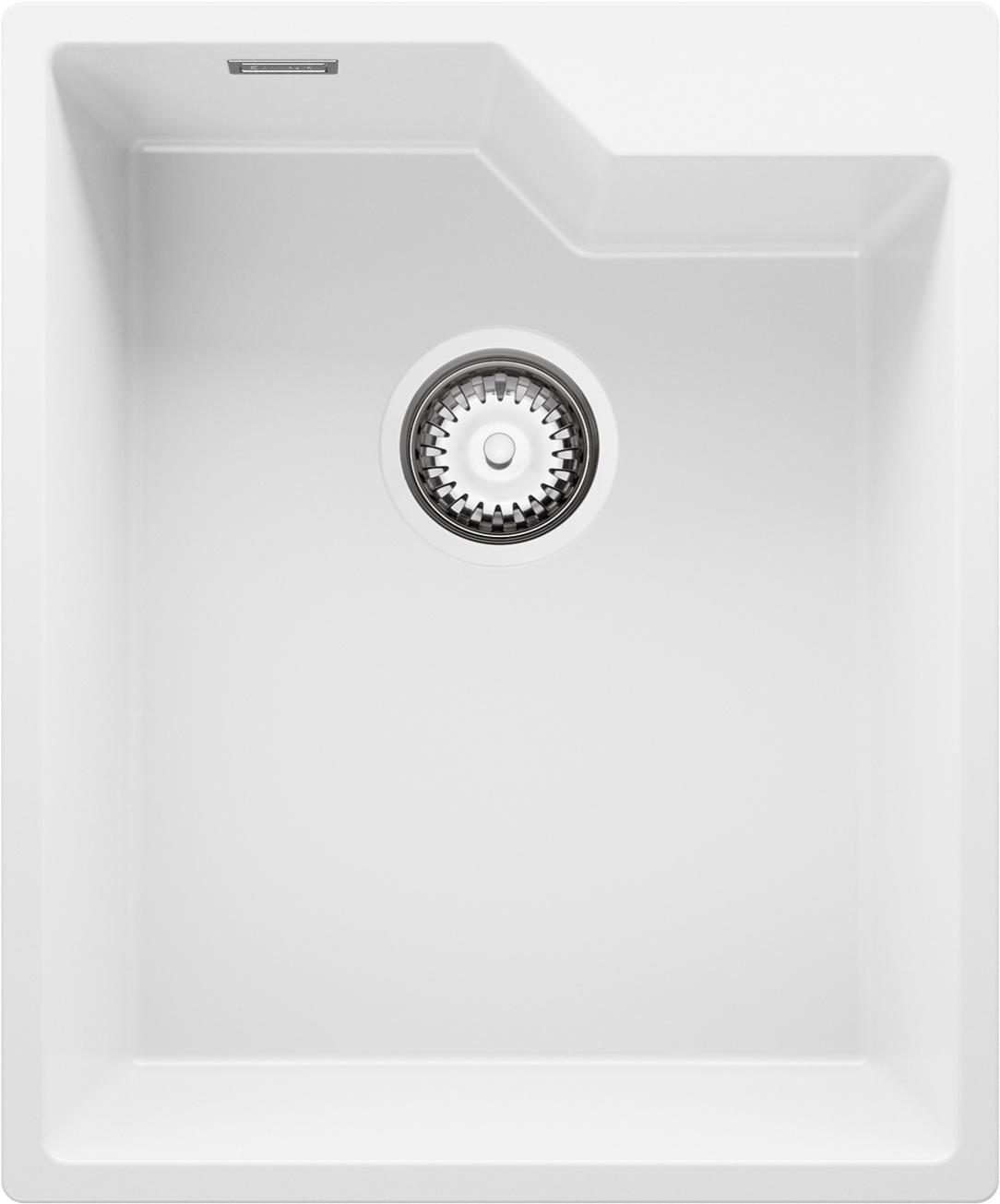 Evier Cuisine en Granit Blanc, 44 x 53 cm, Lavabo 1 bac + Siphon Classique, Évier à Encastrer Madrid 45 Cargo de Primagran