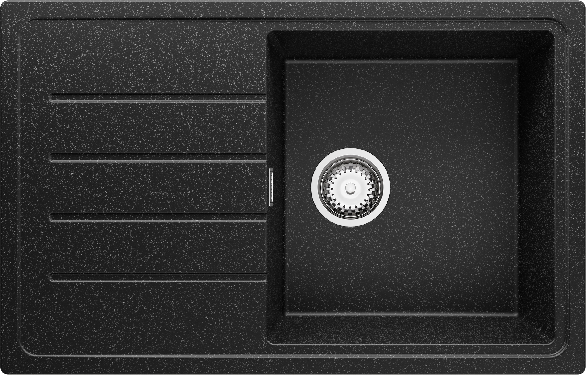 Evier Cuisine en Granit Graphite, 78 x 50 cm, Lavabo 1 bac + Siphon Classique, Évier à Encastrer de Primagran