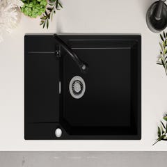 Evier Cuisine en Granit Noir, 78 x 50 cm, Lavabo 1 bac + Kit de Vidage, Évier à Encastrer de Primagran 3
