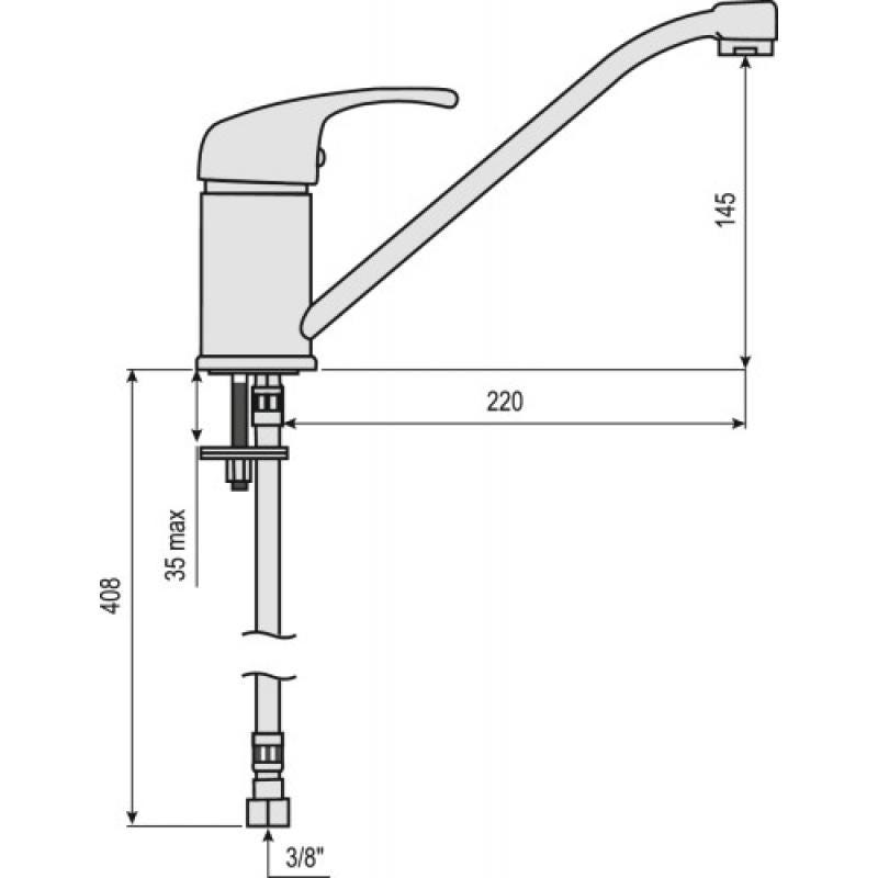 Mitigeur évier mécanique à bec orientable H.145 L.220 manette ajourée 1