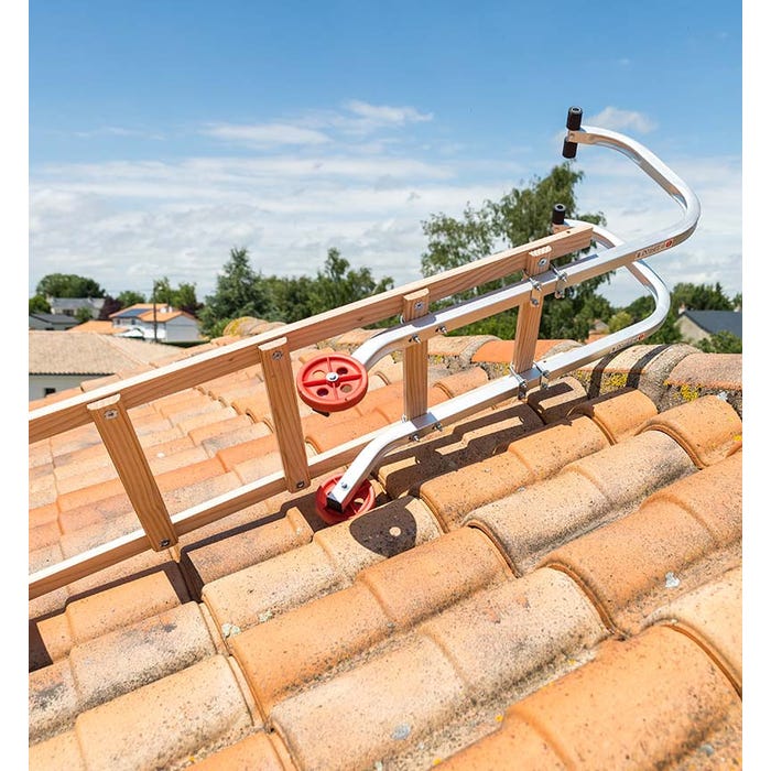 Echelle plate de toit en bois pour couvreur avec crochet de toit 5m Hailo Safety Roof 4