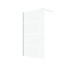 Paroi de douche à l'italienne 120x195cm - Sérigraphie type briques - Profile blanc - WHITE BLOCKS 2