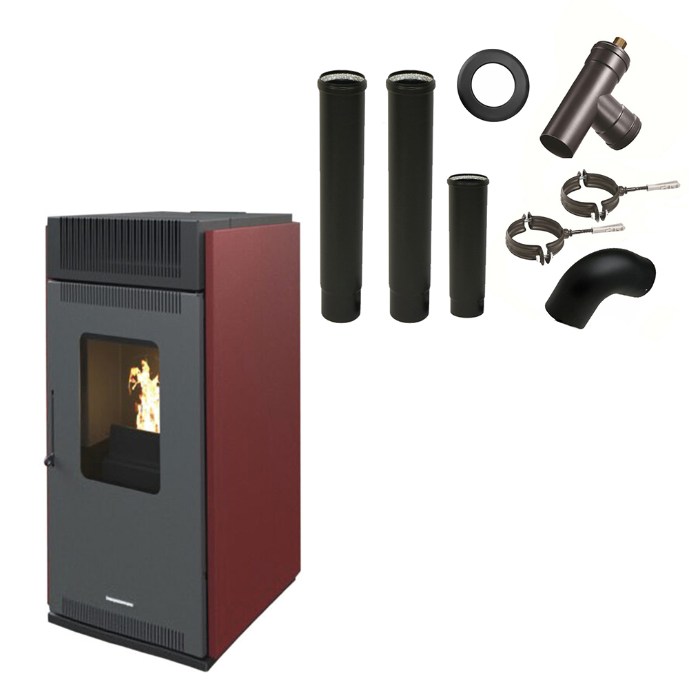 Poêle à granulés air Anita 10 kW Bordeaux Sannover + Kit Raccordement Fumisterie