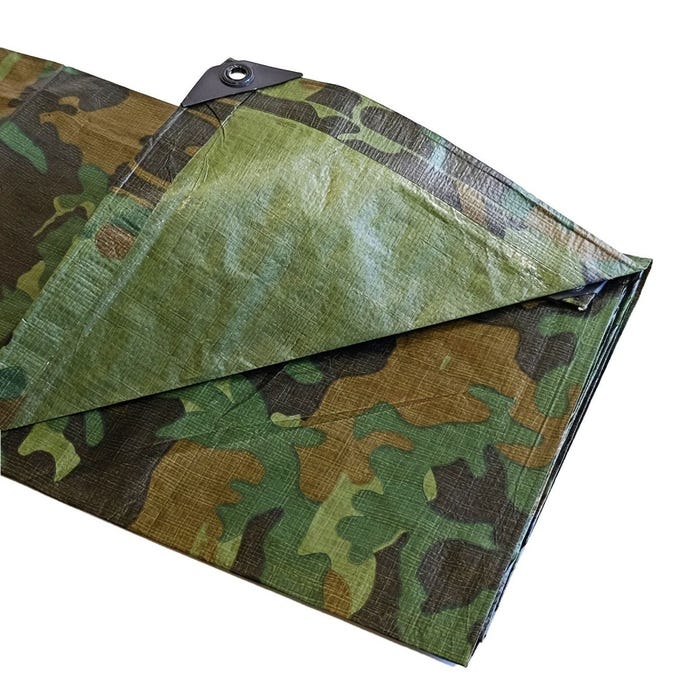 Bâche de Chantier 3,6x5 m - TECPLAST 150CH - Camouflage - Haute Qualité - Bâche de protection imperméable pour Travaux 3