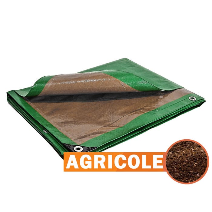 Bâche Agricole 10x15 m - TECPLAST 250AG - Verte et Marron - Haute Performance - Bâche de protection étanche pour Matériel agricole 4