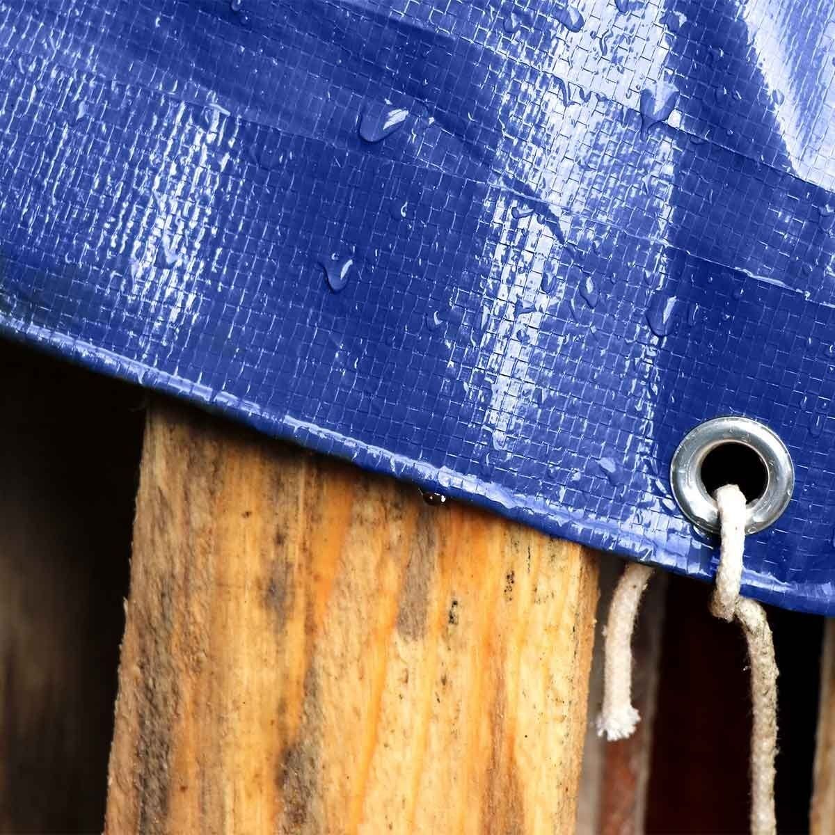 Bâche Bois 8x12 m - TECPLAST 150BO - Bleue et Verte - Haute Qualité - Bâche de protection imperméable pour Bois de chauffage 4