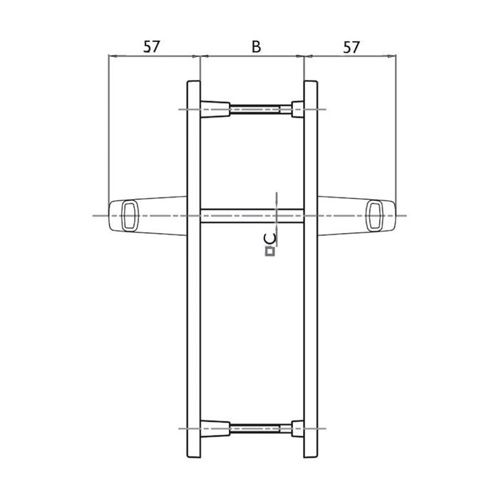 Garniture eva-e sur plaques de 24mm - Carré (mm) : 7 - Entraxe (mm) : 70 - Ep. Porte (mm) : 58-70 - Finition : Brun RAL 1