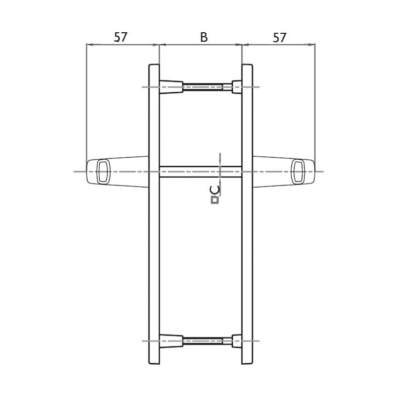 Garniture eva-e sur plaques de 24mm - Carré (mm) : 8 - Entraxe (mm) : 92 - Ep. Porte (mm) : 58-70 - Finition : Brun RAL 1