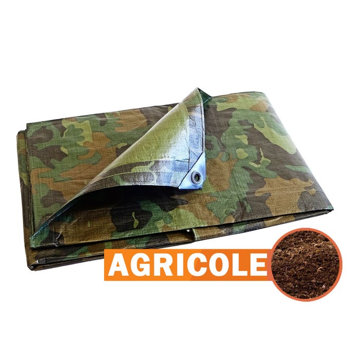 Bâche Agricole 1,8x3 m - TECPLAST 150AG - Camouflage - Haute Qualité - Bâche de protection imperméable pour Matériel agricole 4