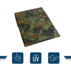 Bâche de Chantier 1,8x3 m - TECPLAST 150CH - Camouflage - Haute Qualité - Bâche de protection imperméable pour Travaux 1