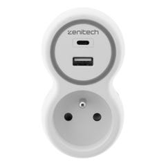 Prise 16A et deux chargeurs USB A+C (Blanc et Gris) - ZENITECH 1