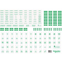 Lot de 10 feuilles A4 de symboles autocollants RESI9 plastique transparent - SCHNEIDER ELECTRIC - R9H13228