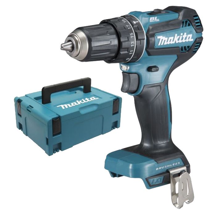 Perceuse-visseuse à percussion 18V (sans batterie ni chargeur) + MAKPAC - MAKITA - DHP485ZJ
