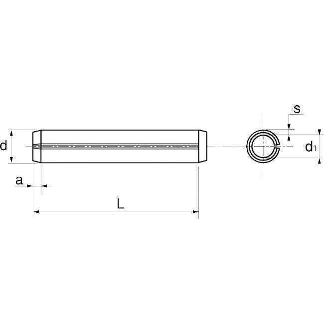 Goupille élastique A1 ISO 8752 1,5X10 boîte de 100 - ACTON - 627021,5X10 1
