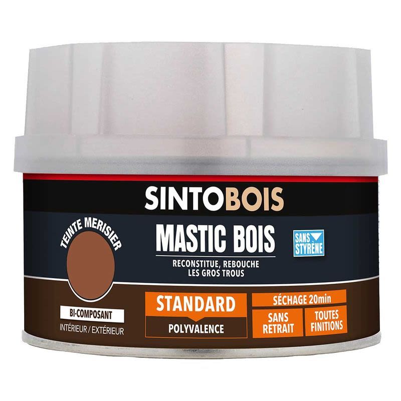 Mastic sans styrène SINTOBOIS merisier 550g + 30g - SINTO - 33761