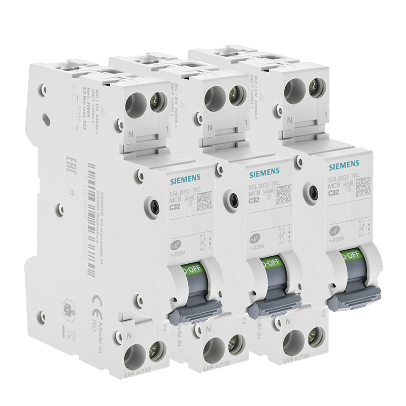 Lot de 3 Disjoncteurs électriques phase + neutre 32A-SIEMENS