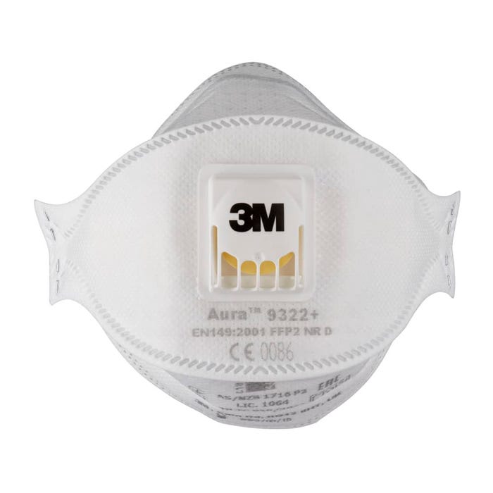Boîte de 10 masques pliables jetables série Aura™ 9322+ FFP2 avec soupape - 3M - 7000088722 3