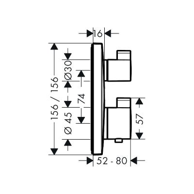 Hansgrohe Set de finition pour mitigeur thermostatique encastré avec robinet d'arrêt et inverseur, noir chromé brossé (15714340) 1