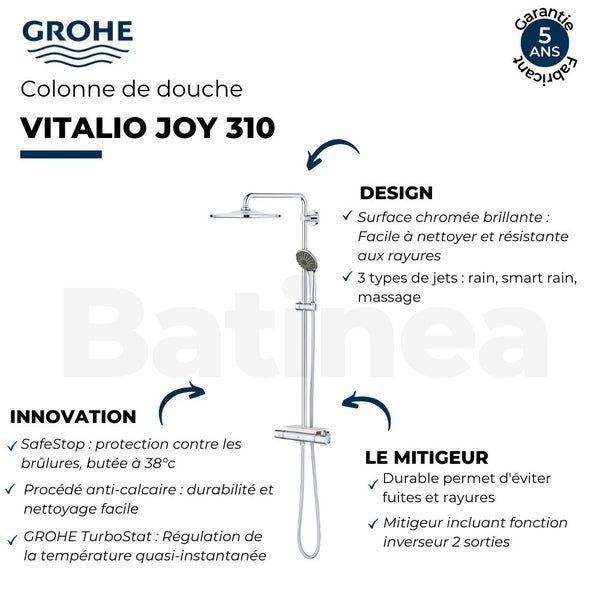 Colonne de douche avec mitigeur thermostatique - GROHE 7